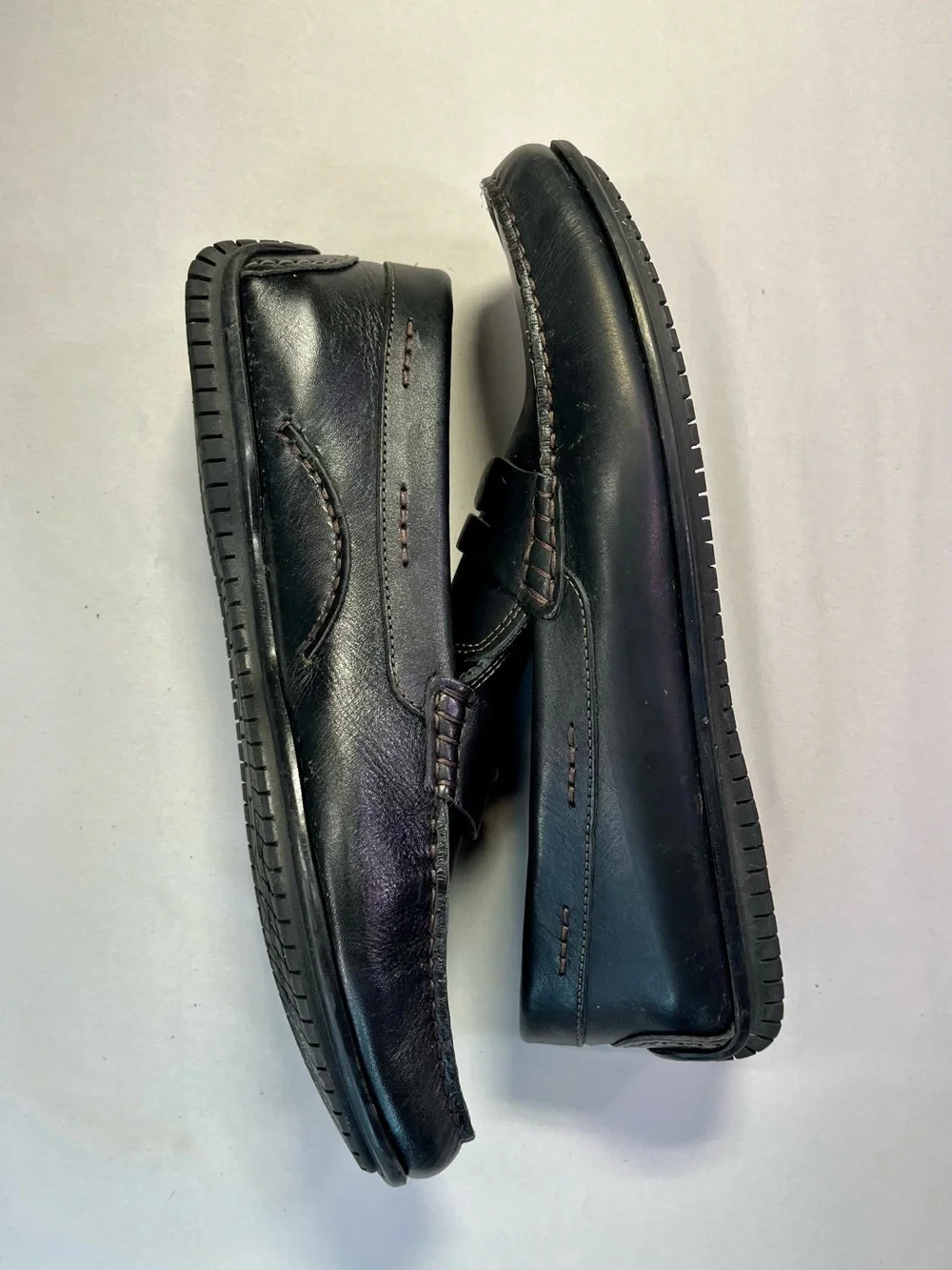 Martin Dingman Black Bermuda Saddle Leather Penny Loafers Shoes Orange Insoles